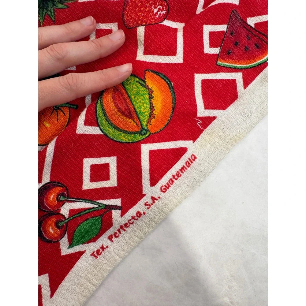 Vintage Kitchen Towel Lot of 4 Seahorse Dutch Fruit‎ Embroidered Cotton Linen